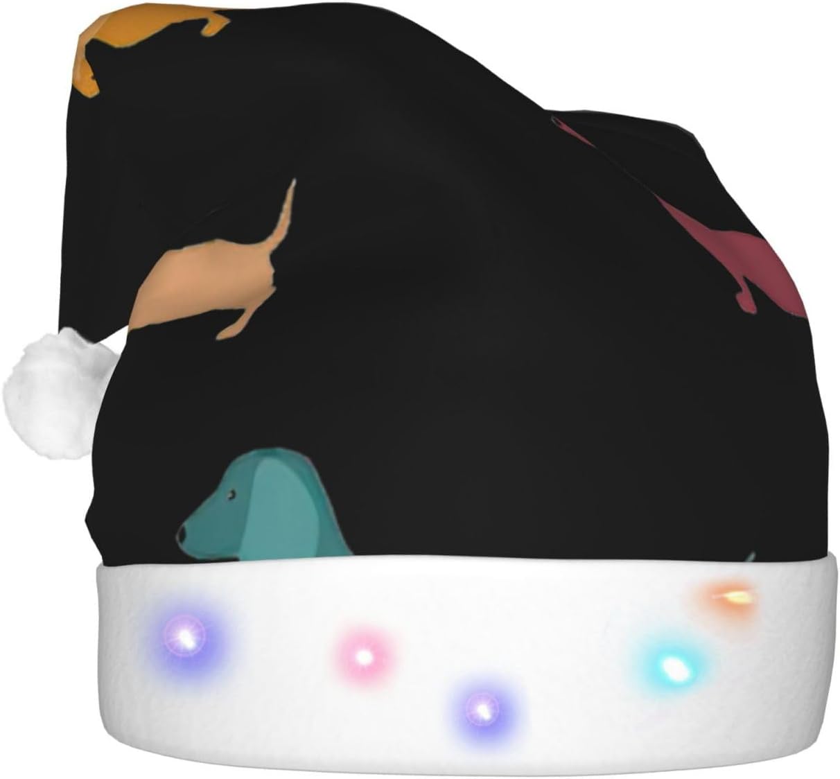 Cute Dachshound Christmas Hat with LED Lights