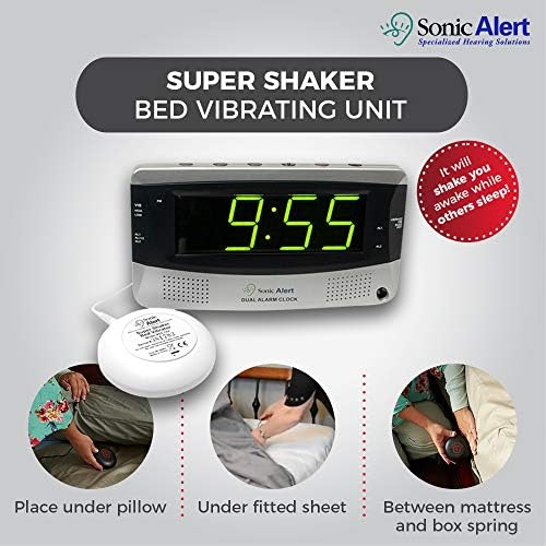 Sonic Alert Dual Alarm Clock with Shaker and Large Display