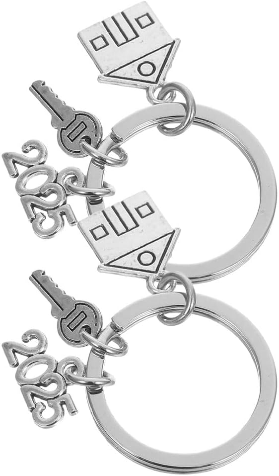 LOGOFUN 4PCS Housewarming Keychains Metal Key Ring for Bag Backpack