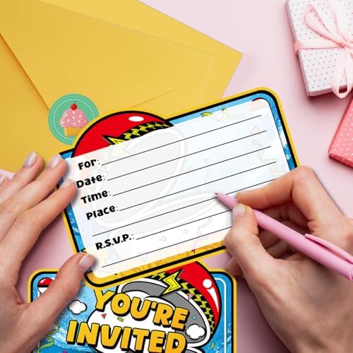 20Pcs Anime Birthday Invitations for Boys