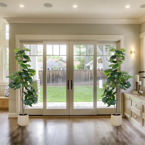 6ft Artificial Fiddle Leaf Fig Tree with White Planter 1