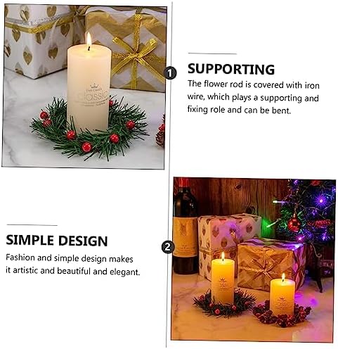 Christmas Candle Garland with Red Berries for Home Decor