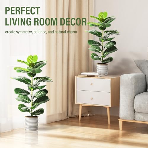 Suntee 2 Pack Artificial Fiddle Leaf Fig Trees 30 with Pots