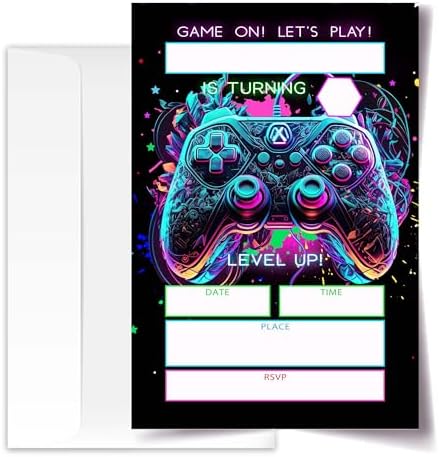 4x6 Gamer Birthday Invitations with Envelopes