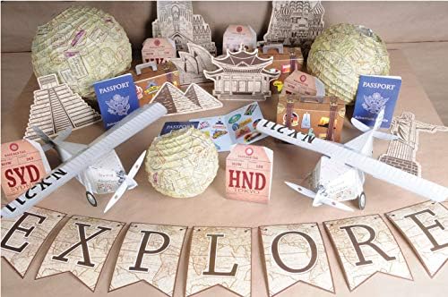 Beistle 9 Luggage Favor Boxes Brown World Traveler