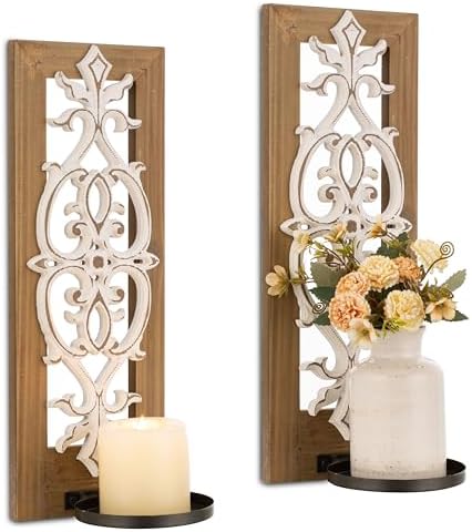 Walasis Farmhouse Candle Sconces Wall Decor Set of 2