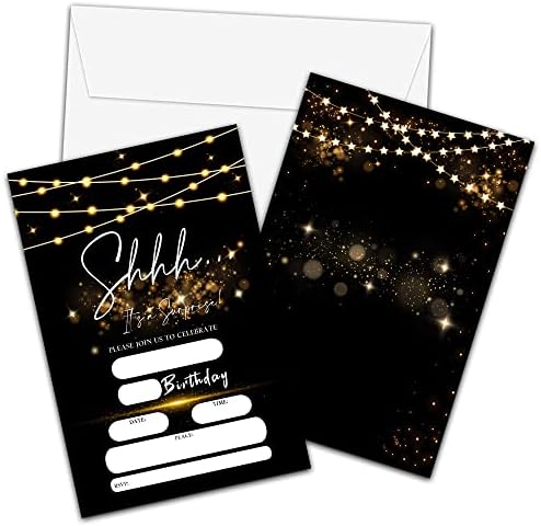 Surprise Birthday Invites with Envelopes 20 Pack