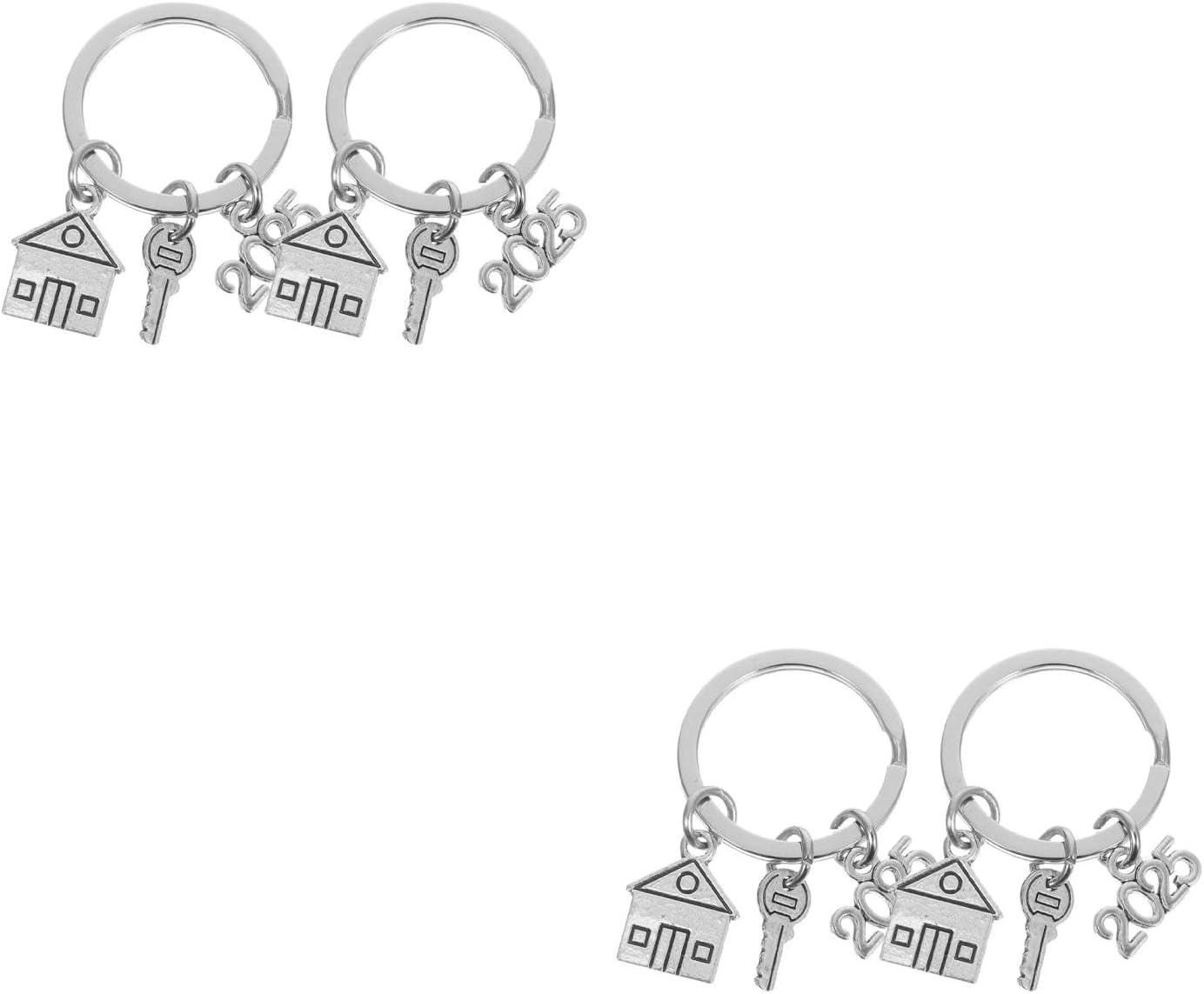 LOGOFUN 4PCS Housewarming Keychains Metal Key Ring for Bag Backpack