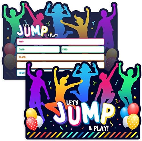 Simimi Art Bounce House Party Invitations - Trampoline Birthday Invite Set of 30