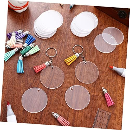 1Set Acrylic Keychain with Tassels and Jump Rings for DIY Crafts