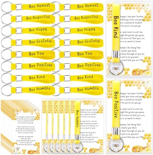 Back to School Gifts for Students from Teacher Inspirational Bee Keychain Cards