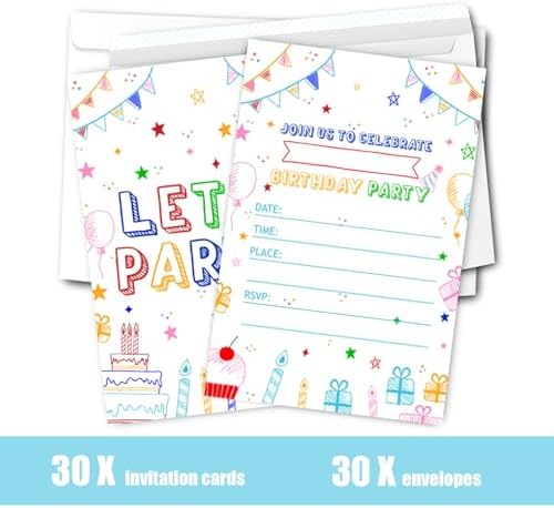 Simple Lets Party Birthday Invitations for Girls 30Pcs 4x6 Inches