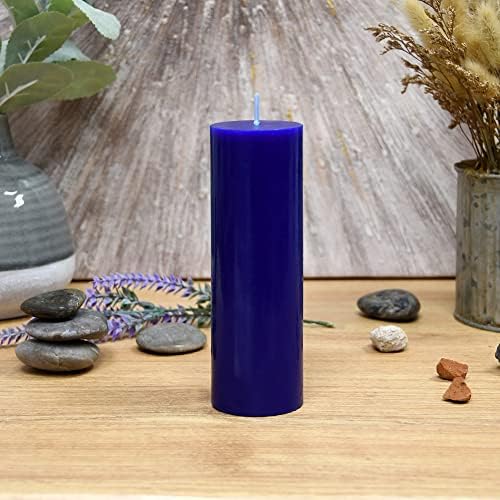 6 Inch Blue Pillar Candle for Home Dcor