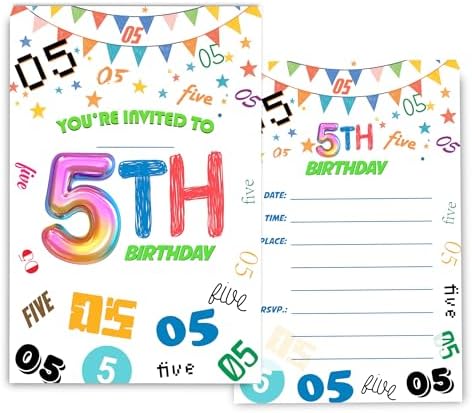 5th Birthday Invitations 4x6 Inches 30 Sets