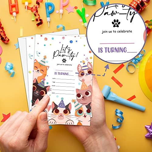 Cute Kitten Birthday Party Invites with Envelopes