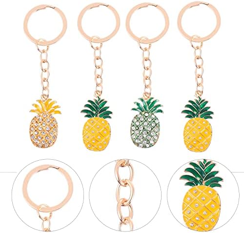 LUOZZY 8 Pcs Pineapple Keychains with Rhinestones