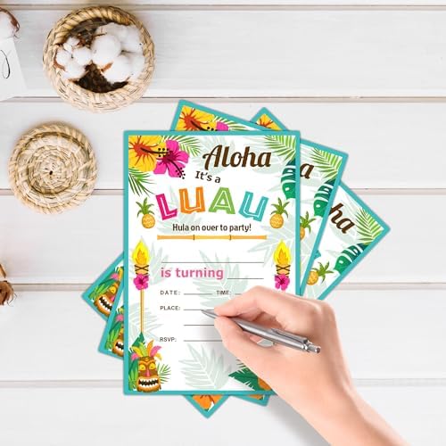 Tropical Birthday Party Invitation - 20 Double-Sided Cards With Envelopes
