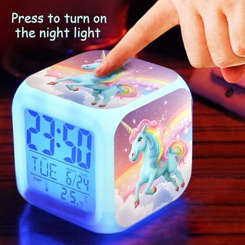 Rainbow Unicorn Alarm Clock with Nightlight