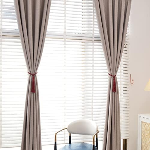 NICEEC 4 Pack Wine Red Tassel Curtain Tiebacks