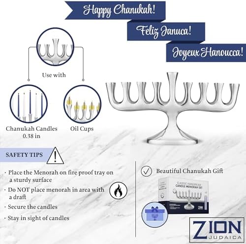 Stunning Sleek Designers Menorah with Candle Set