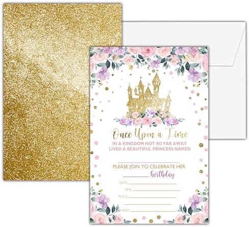 Princess Birthday Invitations with 25 Envelopes