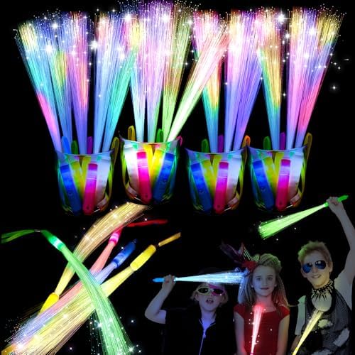 48PCS Fiber Optic Glow Sticks LED Light Up Wand