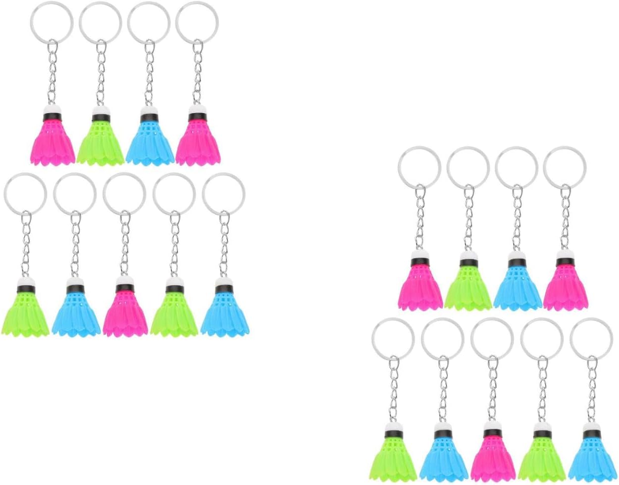 LOGOFUN 18PCS Mini Shuttlecock Keychain Set - 3 Colors