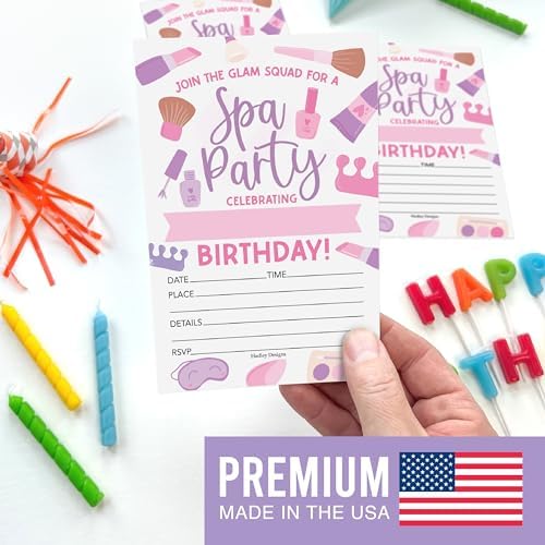 Hadley Designs 15 Glam Kids Spa Birthday Party Invitations for Girls 1