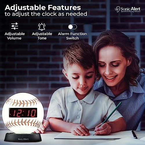Sonic Alert Baseball Themed Digital Alarm Clock for Heavy Sleepers