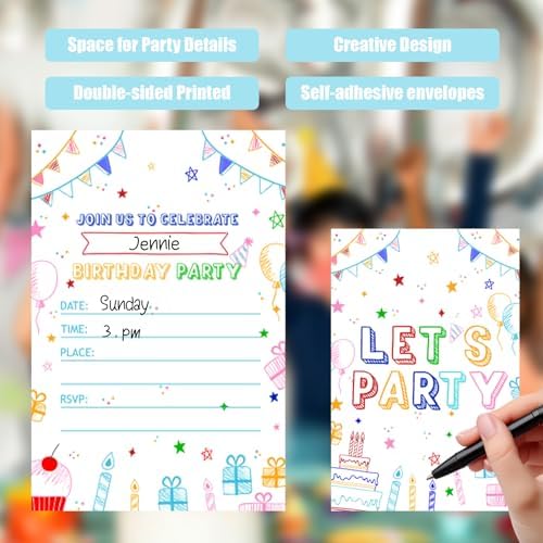 Simple Lets Party Birthday Invitations for Girls 30Pcs 4x6 Inches