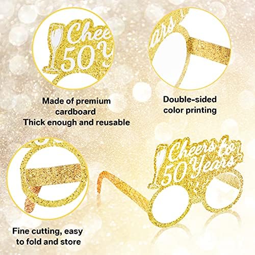 Threan 36 Pcs 50th Birthday Paper Eyeglasses