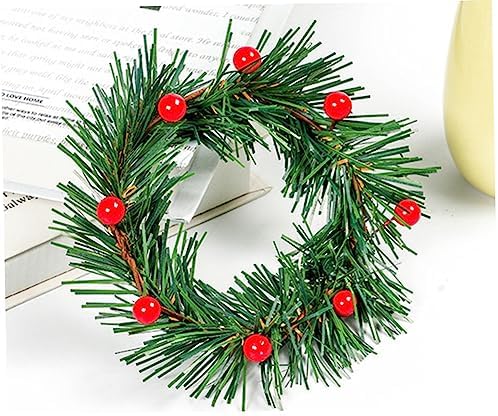 Christmas Candle Garland with Red Berries for Home Decor