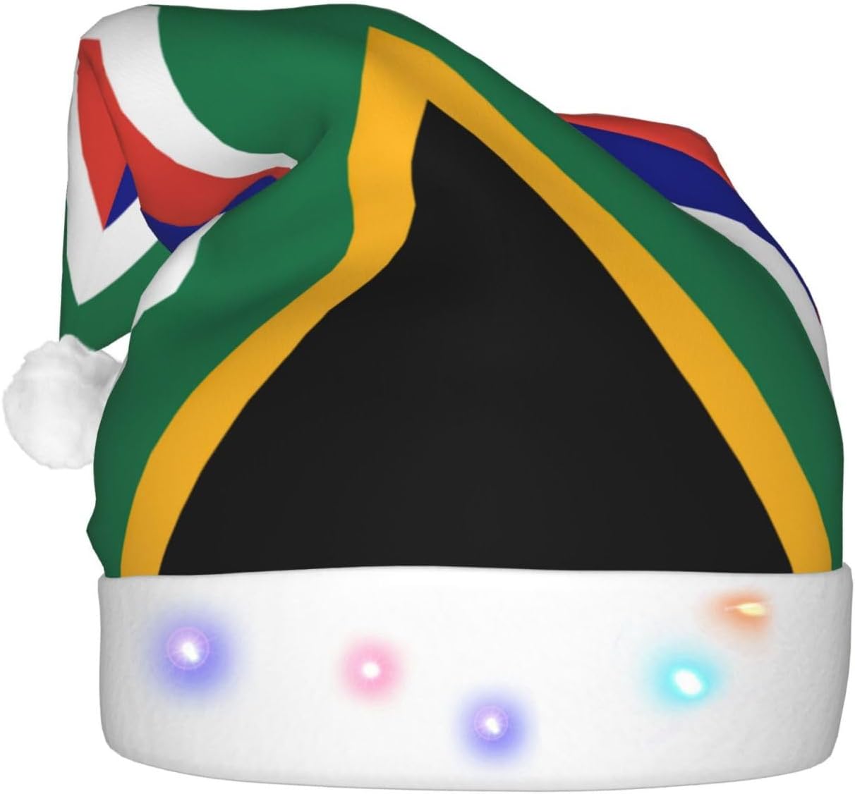 South African Flag Print Christmas Hat with LED Lights