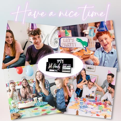 Lets Party Neon Birthday Invites 20 Pcs Double Sided