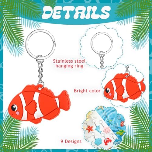 Yinkin 36 Pcs Summer Party Keychains with 9 Styles