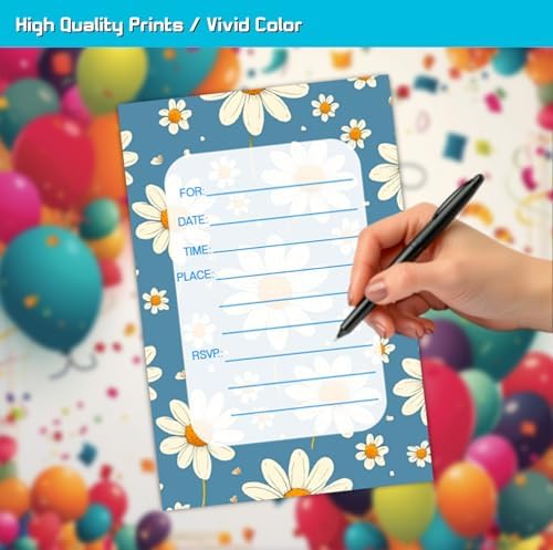 Daisy Flower Birthday Party Invitation Cards for Kids