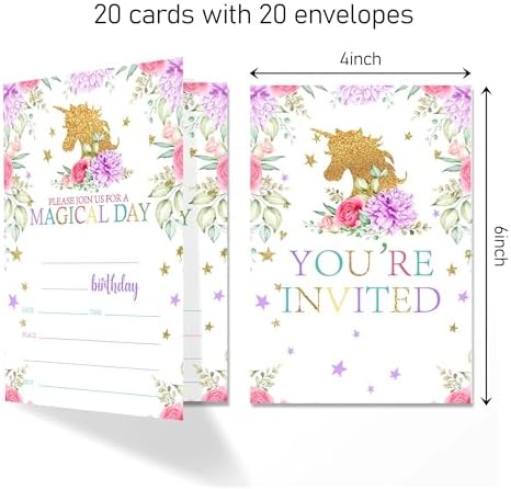 4x6 Magical Birthday Invitations for Girls
