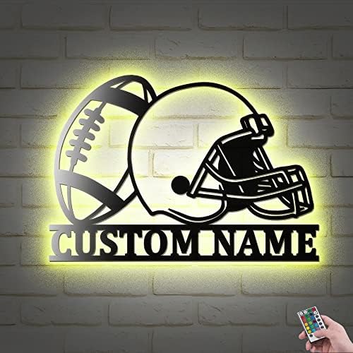 Custom Football Helmet Metal Wall Art with LED Lights