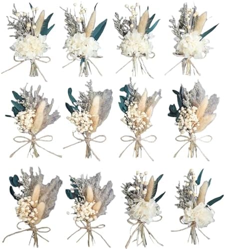 Xins Convey Mini Dried Flower Bouquet Set 12pcs White