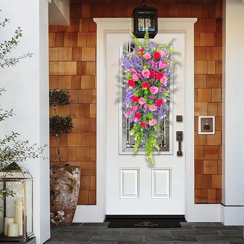 Floral Swag Teardrop Wreath Spring Summer Decor