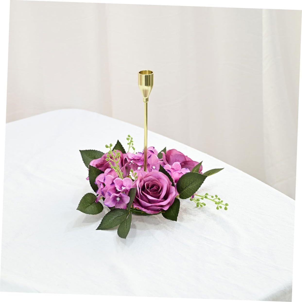 Elegant Faux Roses Candle Wreath for Home Decor
