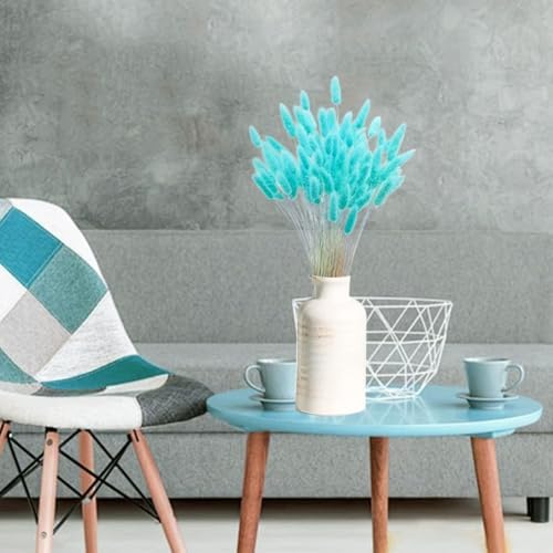 Turquoise Dried Bunny Tails 120pcs for Decor and Crafts