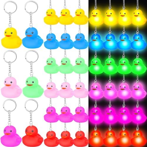 Deekin 48 Piece LED Light Rubber Duck Keychain Set