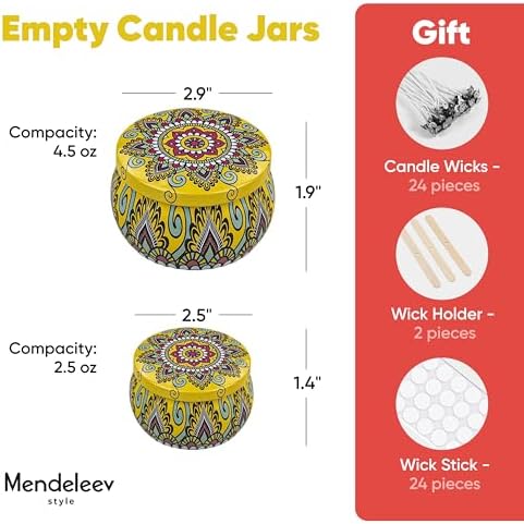 MENDELEEV STYLE 45 Oz Candle Tin Set 24 pcs