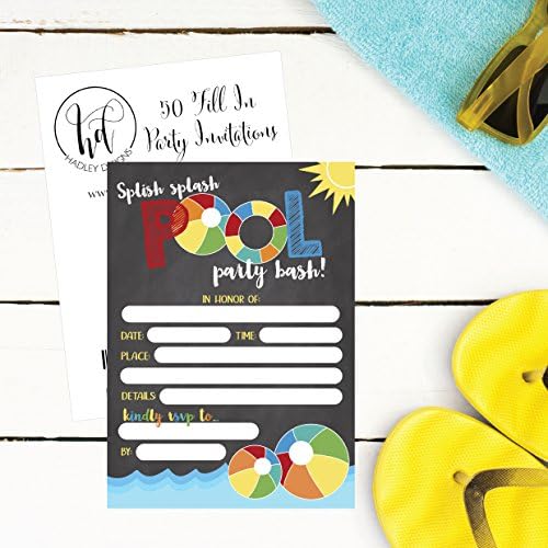 Hadley Designs 50 Pool Party Invitations