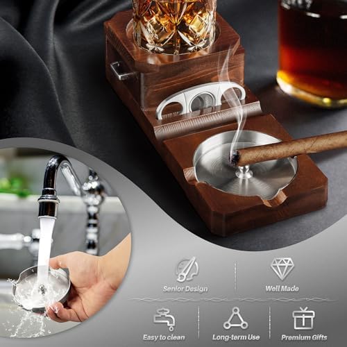Grovind Cigar Ashtray Set with Cutter and Whiskey Tray