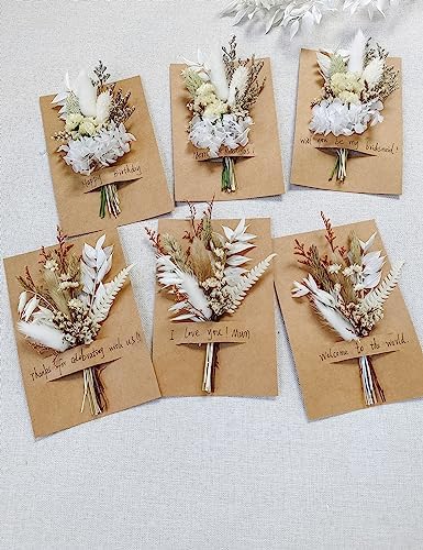 Mini Dried Flower Bouquet Set 6 Pcs White