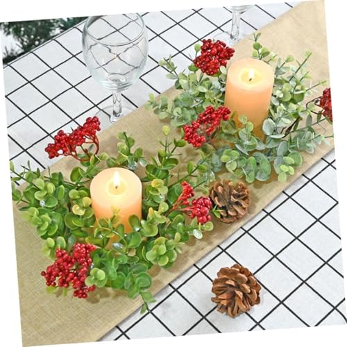 2pcs Eucalyptus Red Berry Candle Christmas Wreaths for Party