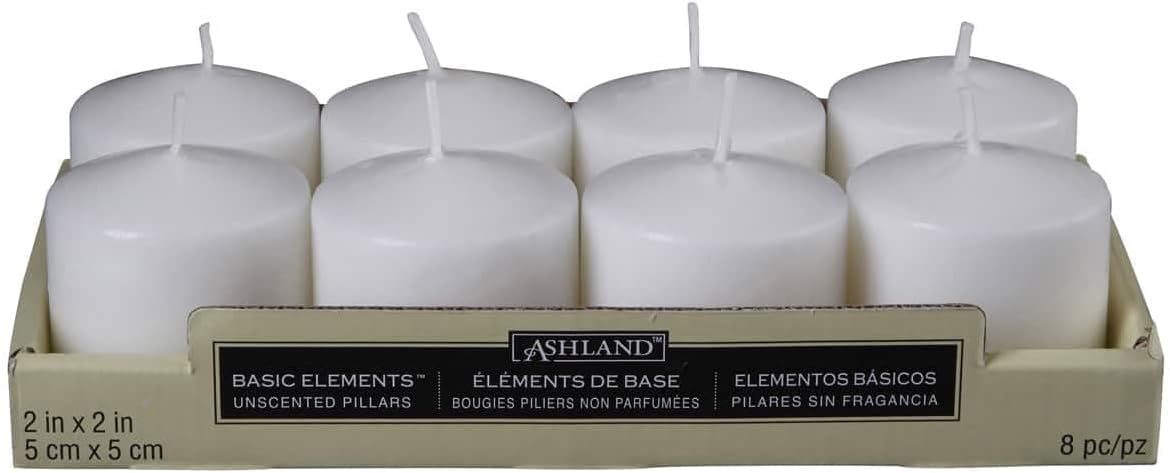 White 2 Inch Pillar Candles 8 Count by Ashland