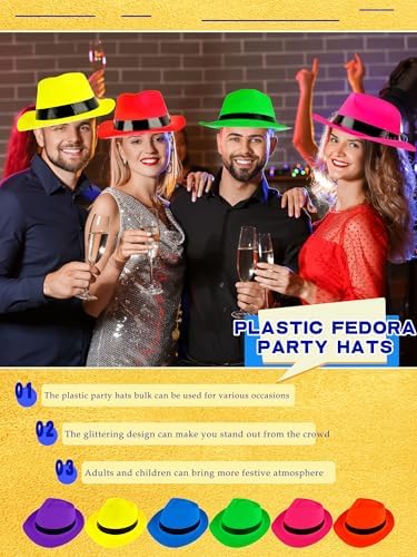 42 Pcs Neon Party Hats for Birthday Celebrations and Events